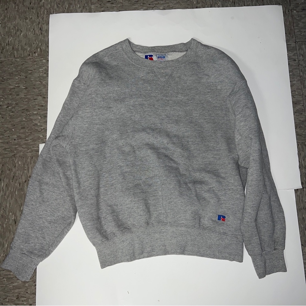 Vintage 90s Made in USA Russell Athletic Grey Sweatshirt Size Medium Great Cond.